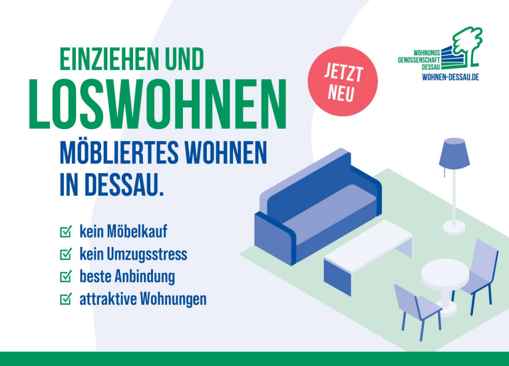 Möbliertes Wohnen in Dessau-Süd!