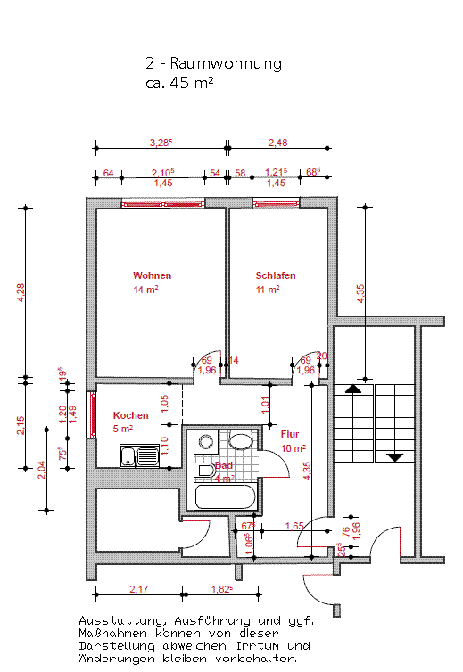 Bild 1 : 2 Zimmer mit Minieinbauküche